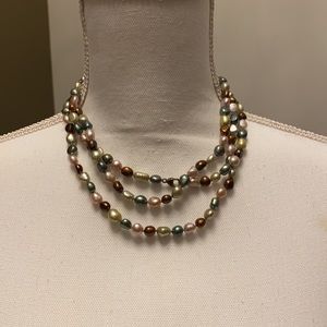 Womens Colored Freshwater Pearls 925 Necklace!!